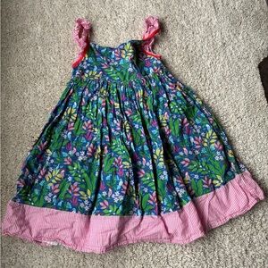Mini Boden Floral Blue and Pink Girls Dress